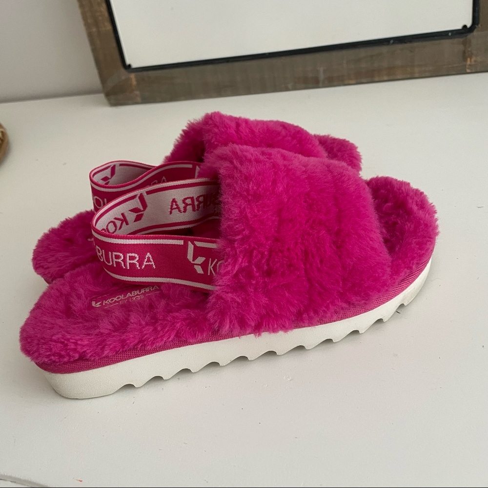 Koolaburra by UGG Kid's Backstrap Slide Sandals Fuzz'n Pink Size 12